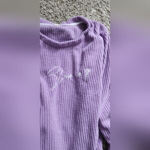 Purple Ribbed Sweater with Embroidery